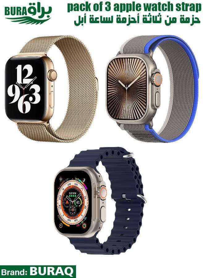 BURAQ Apple Watch Band Strap For Apple Watch Ultra 2/Ultra 49mm, Series 10 46mm, 9/8/7 45mm, SE2/SE/6/5/4 44mm, 3/2/1 42mm 