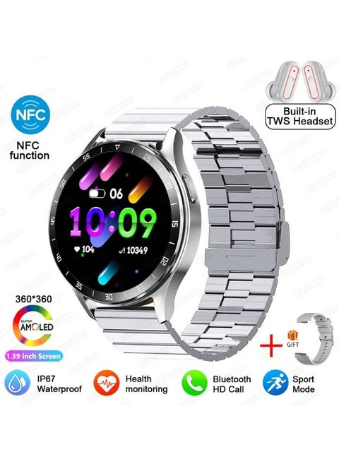 X10 Smartwatch with Built-In Headphones for Men in Bluetooth Call Heart  Rate and Blood Pressure Monitoring Sports Fitness Watch