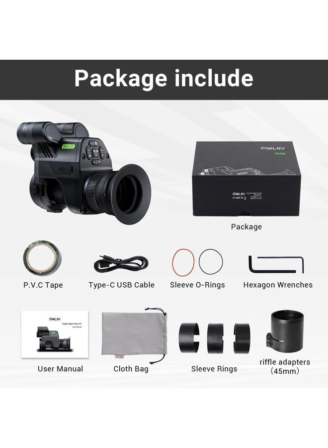 OWLNV Clip On Night Vision Scope – 1080P Digital Infrared Attachment for Rifle Scopes, 850nm & 940nm IR, 3X-10.5X Zoom, Tactical Hunting Optics, Long Range Night Vision Monocular - Image 5