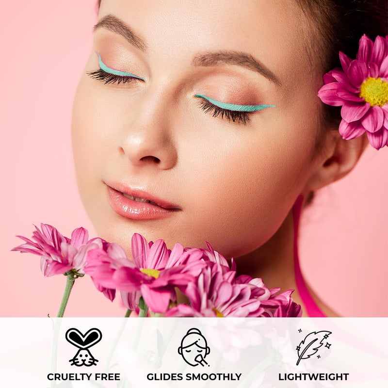 Profusion Cosmetics Bright Lights UV Neon & Pastel Eyeliner â€“ Smudge-Proof, Long-Wearing Eye Liner with Precise Retractable Tip, Waterproof & Budge-Proof Makeup for Brown Eyes (Mint) - Image 4