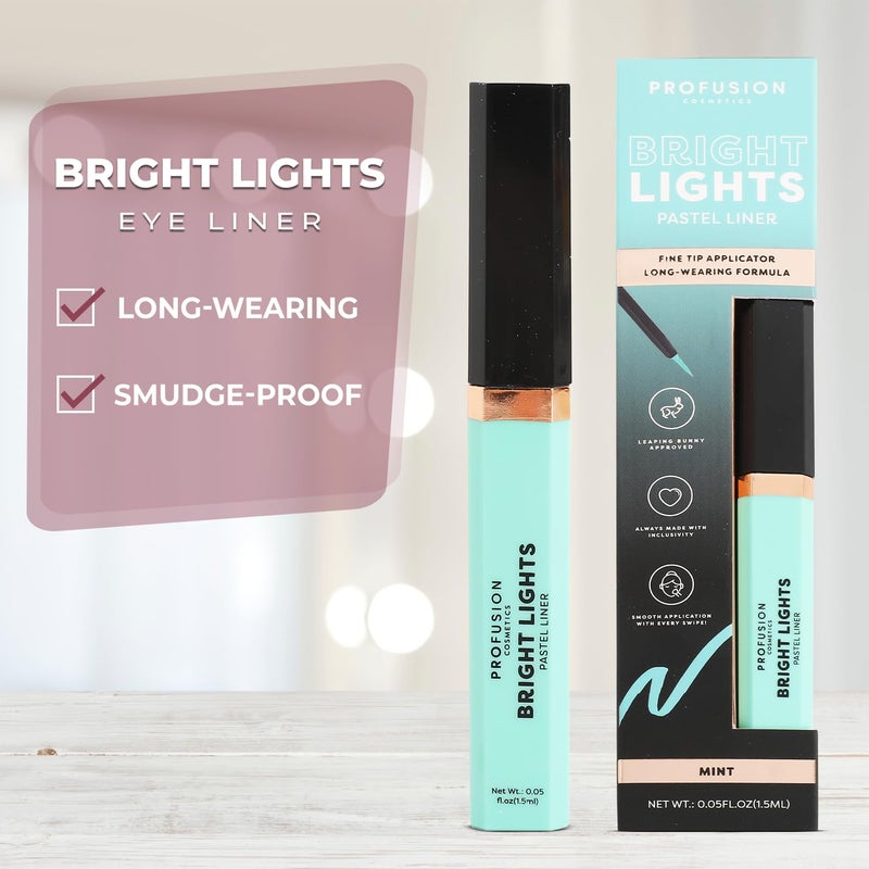 Profusion Cosmetics Bright Lights UV Neon & Pastel Eyeliner â€“ Smudge-Proof, Long-Wearing Eye Liner with Precise Retractable Tip, Waterproof & Budge-Proof Makeup for Brown Eyes (Mint) - Image 5
