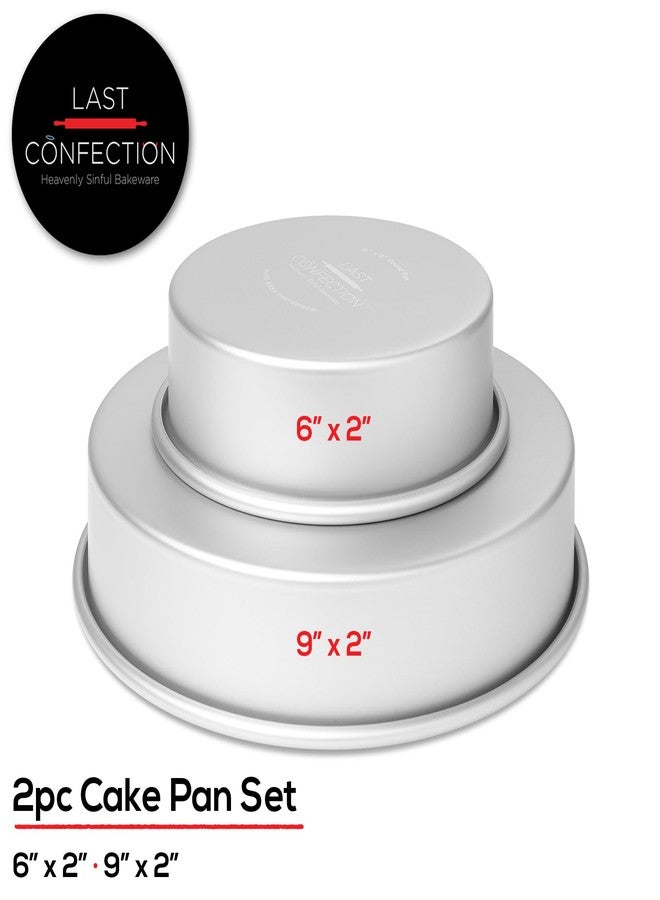 LAST CONFECTION 2-Piece Round Cake Pan Set - Includes 6" and 9" Aluminum Pans - 2" Deep - Image 2