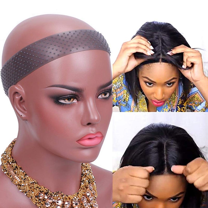 Yuriait Silicone NonSlip Wig Grip Band and Headband for Women  Transparent Black Elastic Lace Wig Cap for Secure Hold and Comfort of Lace Wigs 