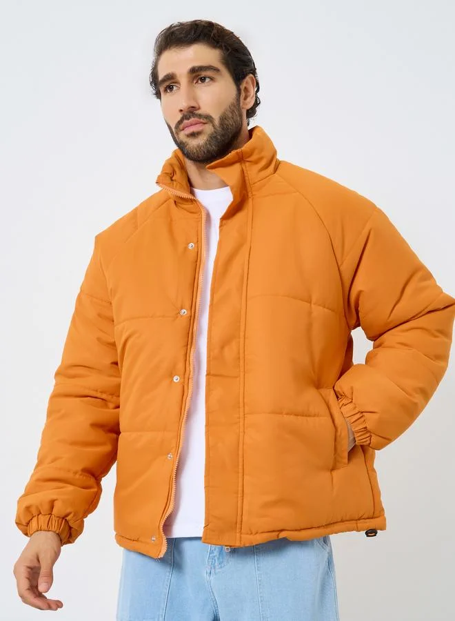Styli Men Orange Oversized Puffer Jacket