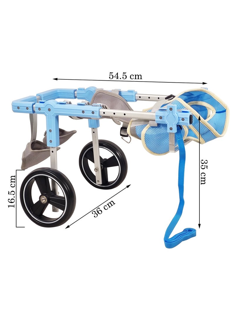 MAJIBAO Dog wheelchair for Hind legs rehabilitation, Adjustable dog wheelchair with Two back wheels, Abdominal support, and Harness, Aluminium pet wheelchair for Large breeds 54.5 cm L (Blue) - Image 2
