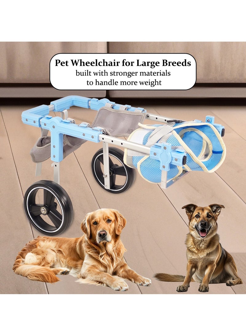 MAJIBAO Dog wheelchair for Hind legs rehabilitation, Adjustable dog wheelchair with Two back wheels, Abdominal support, and Harness, Aluminium pet wheelchair for Large breeds 54.5 cm L (Blue) - Image 4