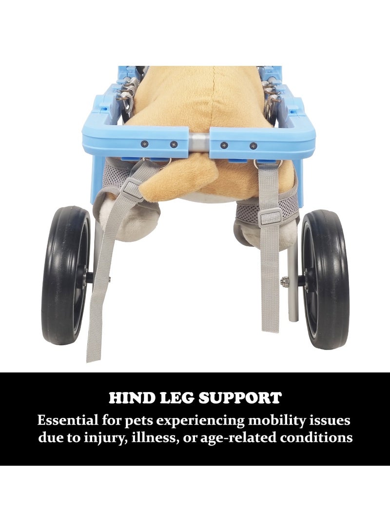 MAJIBAO Dog wheelchair for Hind legs rehabilitation, Adjustable dog wheelchair with Two back wheels, Abdominal support, and Harness, Aluminium pet wheelchair for Large breeds 54.5 cm L (Blue) - Image 5