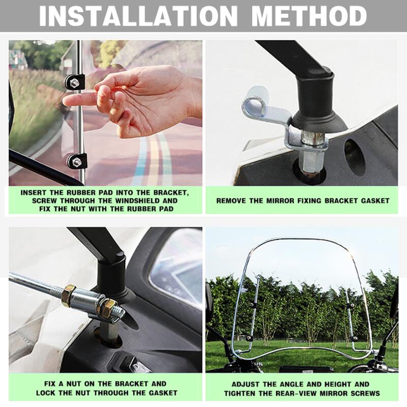 Motorcycle Windshield: Transparent High-quality PC Material - Unique Second Curve Design Wind Deflector for Motorcycle and Scooter Enthusiasts - Image 2