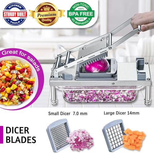 IPOVIPO Stainless steel Vegetable Chopper, Veggie Chopper With 8 Blades, Onion Dicer with Container, Food Cutter & Grater Mandoline Slicer - Image 2