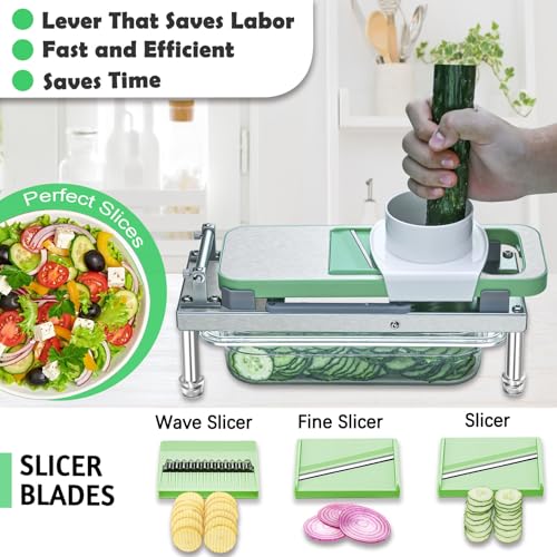 IPOVIPO Stainless steel Vegetable Chopper, Veggie Chopper With 8 Blades, Onion Dicer with Container, Food Cutter & Grater Mandoline Slicer - Image 3