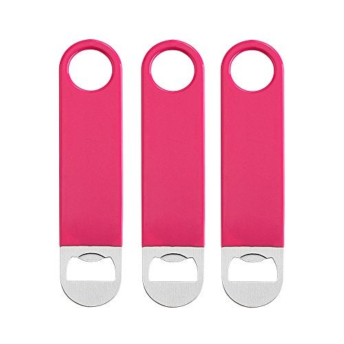 QLL 3 Pack 7" Heavy Duty Flat Bottle Opener, Pink - Image 1