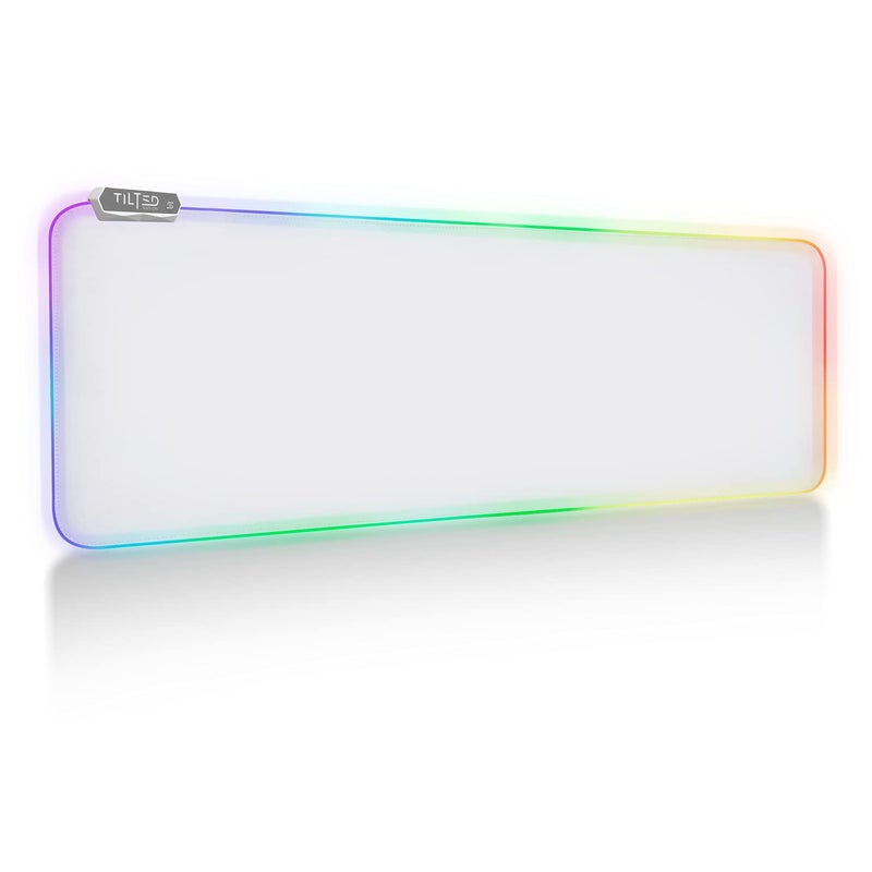 Tilted Nation Bone White Gaming Mouse Pad RGB - Large LED Mousepad - LED Desk mat with 8 Adjustable Light Modes - Non Slip Rubber Base, Easy to Clean Water Proof Surface Mat for Keyboard and Mouse - Image 1