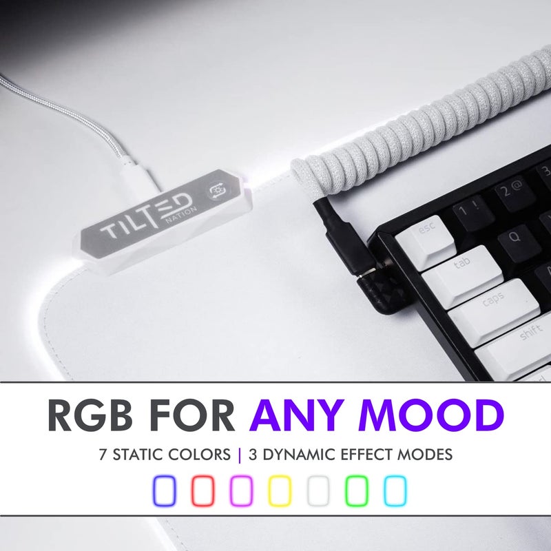 Tilted Nation Bone White Gaming Mouse Pad RGB - Large LED Mousepad - LED Desk mat with 8 Adjustable Light Modes - Non Slip Rubber Base, Easy to Clean Water Proof Surface Mat for Keyboard and Mouse - Image 4