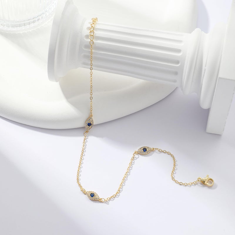 Rotnso Anklets for Women 14K Gold Plated Evil Eye Ankle Bracelets Trendy Waterproof Boho Chain Link Anklets Set Dainty Cute Diamond Beaded Non Tarnish Summer Beach Jewelry Gift - Image 5