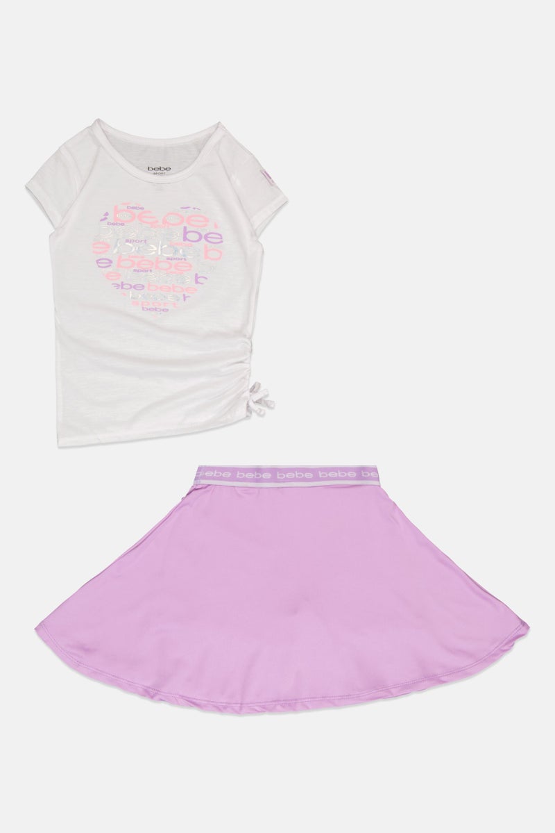 bebe Kids Girl 2 Pcs Cap Sleeve Outdoor Top And Skort Set, Multicolor - Image 2