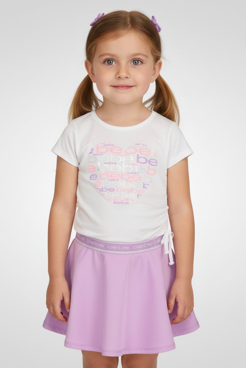 bebe Kids Girl 2 Pcs Cap Sleeve Outdoor Top And Skort Set, Multicolor - Image 1