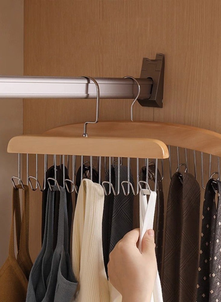 CityRiya-Long Belt Hangers Tie Hangers 8 Hooks Scarf Racks Holder Hook Hanger for Closet Organizer Storage Wooden Belt Hanger Organizer for Men Women  - Image 2