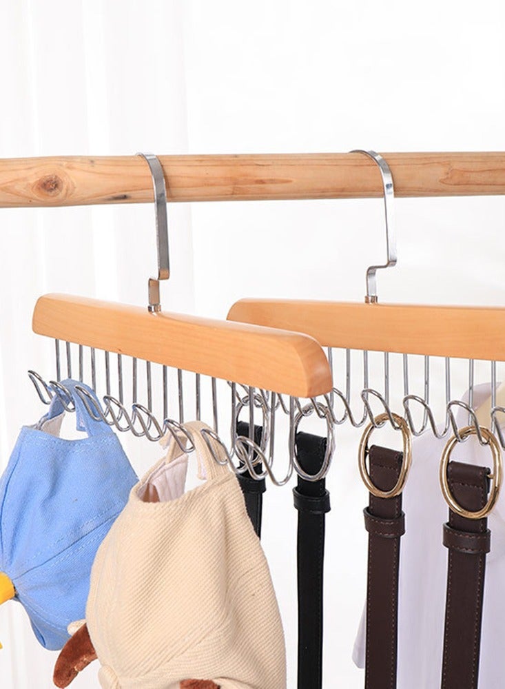 CityRiya-Long Belt Hangers Tie Hangers 8 Hooks Scarf Racks Holder Hook Hanger for Closet Organizer Storage Wooden Belt Hanger Organizer for Men Women  - Image 3