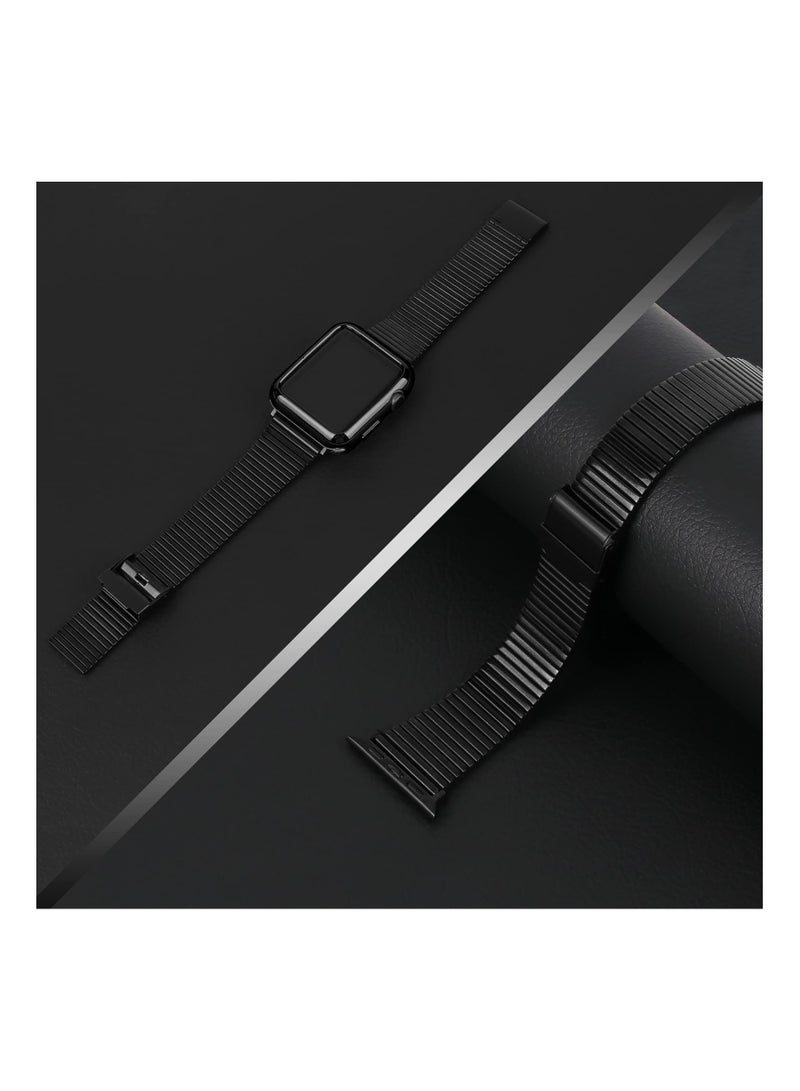 Metal Band Stainless Steel Compatible for Apple Watch Bands 42/44mm with Case Sport Adjustable Watch Bands Suitable for IWatch Series SE 6 / 5/4 / 3/2/1 for Women Men - Image 3