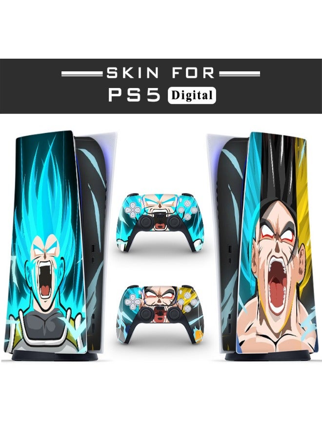 Decal Skin for PS5 Digital, Whole Body Vinyl Sticker Cover for Playstation 5 Console and Controller - Waterproof, No Bubble, Including 2 Controller Skins and Console Skin (Dragon Ball, Multicolor）  - Image 2