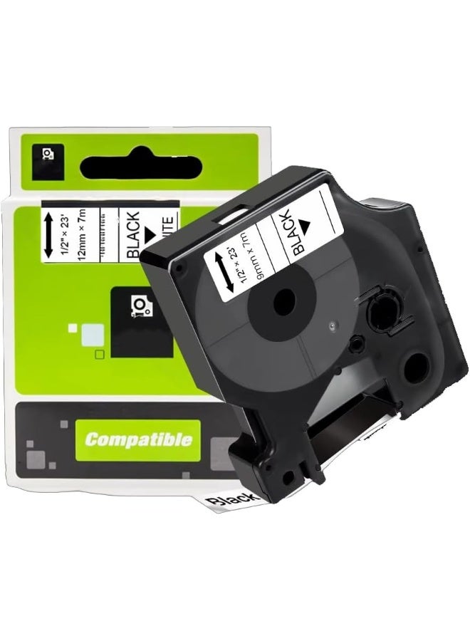 Royal Apex Compatible Laminated Label Tape Refill – Replacement for DYMO D1 53713, 12mm/9mm x 7m – Works with LabelManager LM160, 280, 260P, 210D (12mm Gold on Black, Pack of 1)