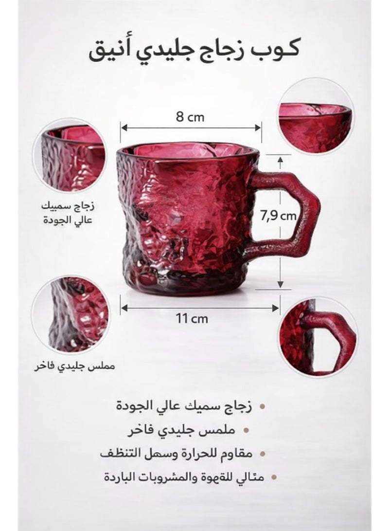 كوب زجاج كريستال 200 مل | فنجان قهوة عربية وفنجان شاي عربي | كوب ماء شفاف مقاوم للحرارة، مثالي للمنزل والمكتب والاستخدام اليومي - Image 2