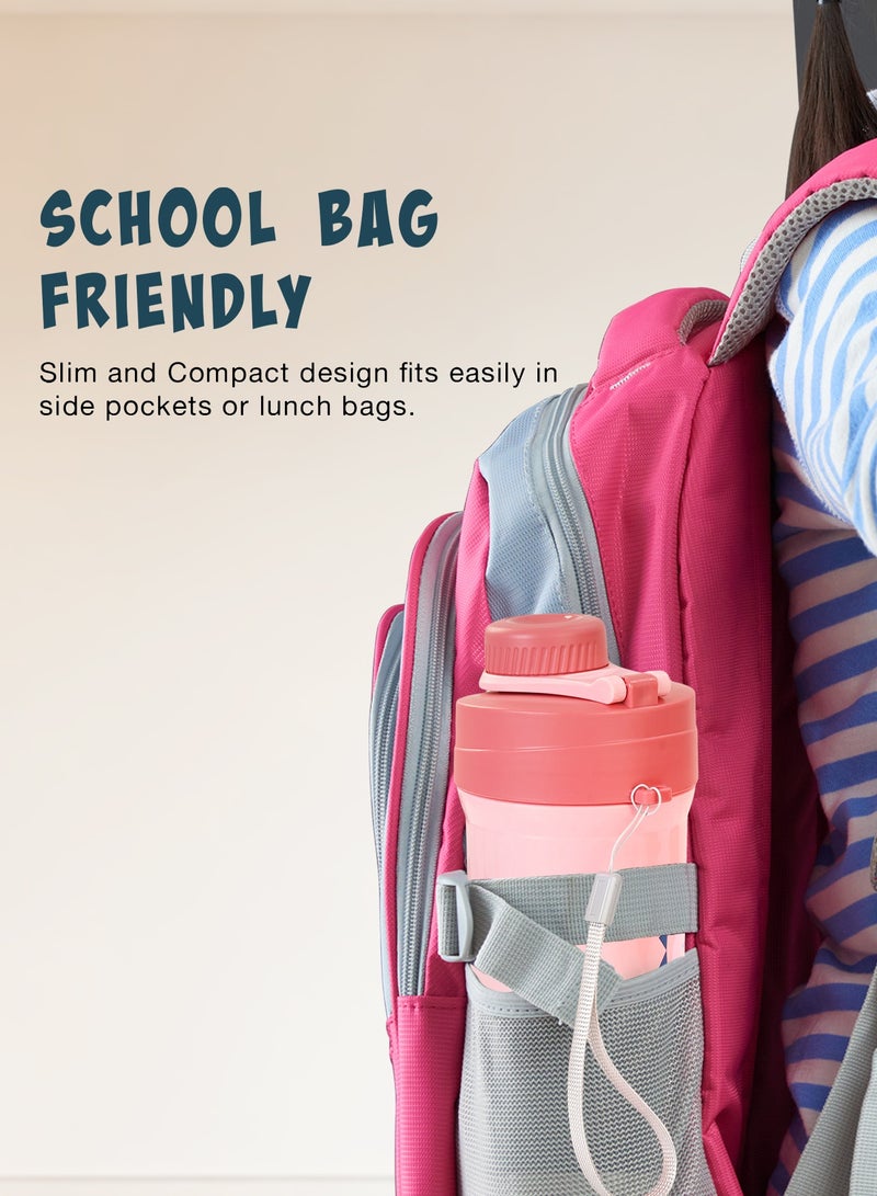 بيبي طقم زجاجة ماء وعلبة غداء للأطفال سعة ٥٠٠ مل مع حجرتين ومجموعة ملاعق | منتجات العودة إلى المدرسة | طقم علبة غداء وزجاجة ماء للأطفال (وردي) - Image 4