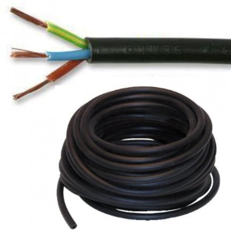 Power Cord Wire 2Core and 3Core Assorted Sizes, Extension Wire, Pure Copper (2.5mm x 3C (5Mtr), Black)