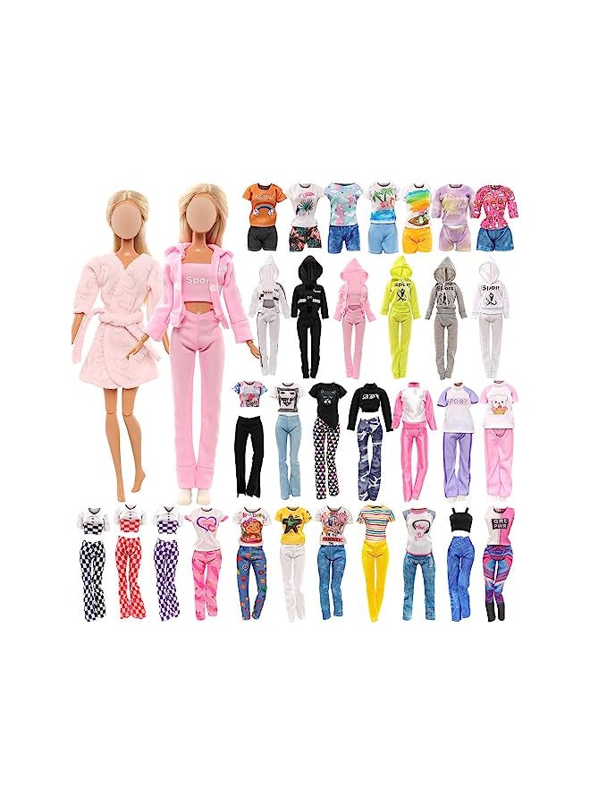 Barwa Barwa 8 Sets Doll Clothes Hooded Sports Suit Casual Outfits Tops and Pants Doll Pajamas for 11.5 inch Girls Doll - Image 1