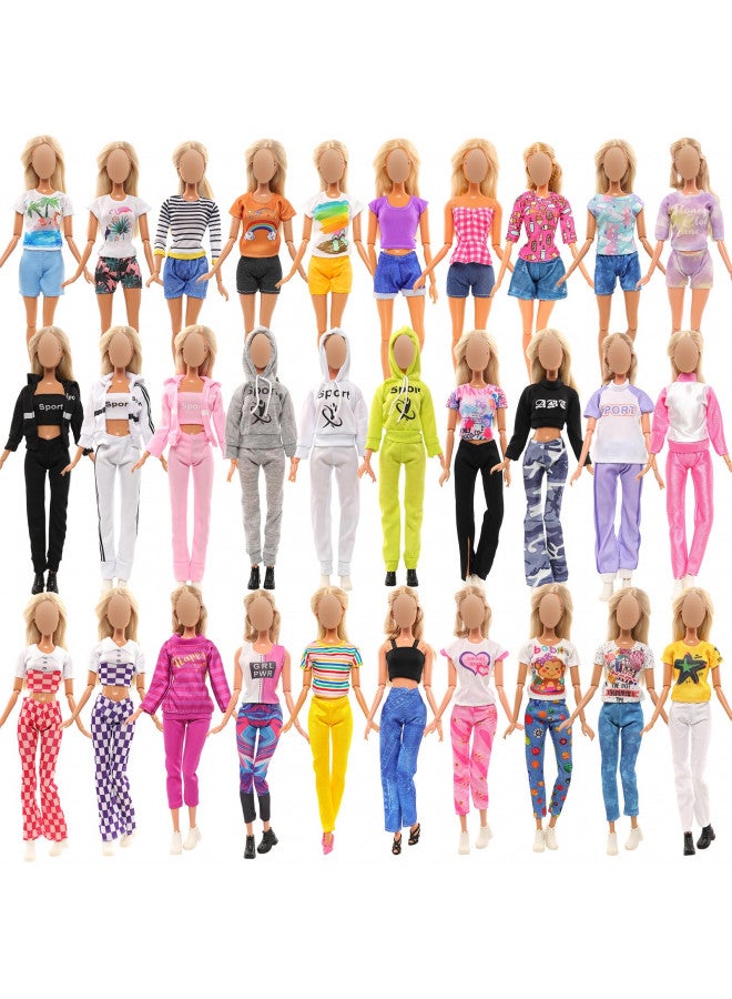 Barwa Barwa 8 Sets Doll Clothes Hooded Sports Suit Casual Outfits Tops and Pants Doll Pajamas for 11.5 inch Girls Doll - Image 3