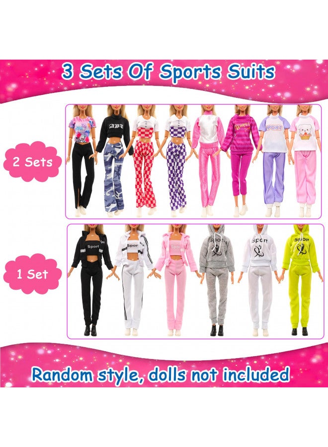 Barwa Barwa 8 Sets Doll Clothes Hooded Sports Suit Casual Outfits Tops and Pants Doll Pajamas for 11.5 inch Girls Doll - Image 4
