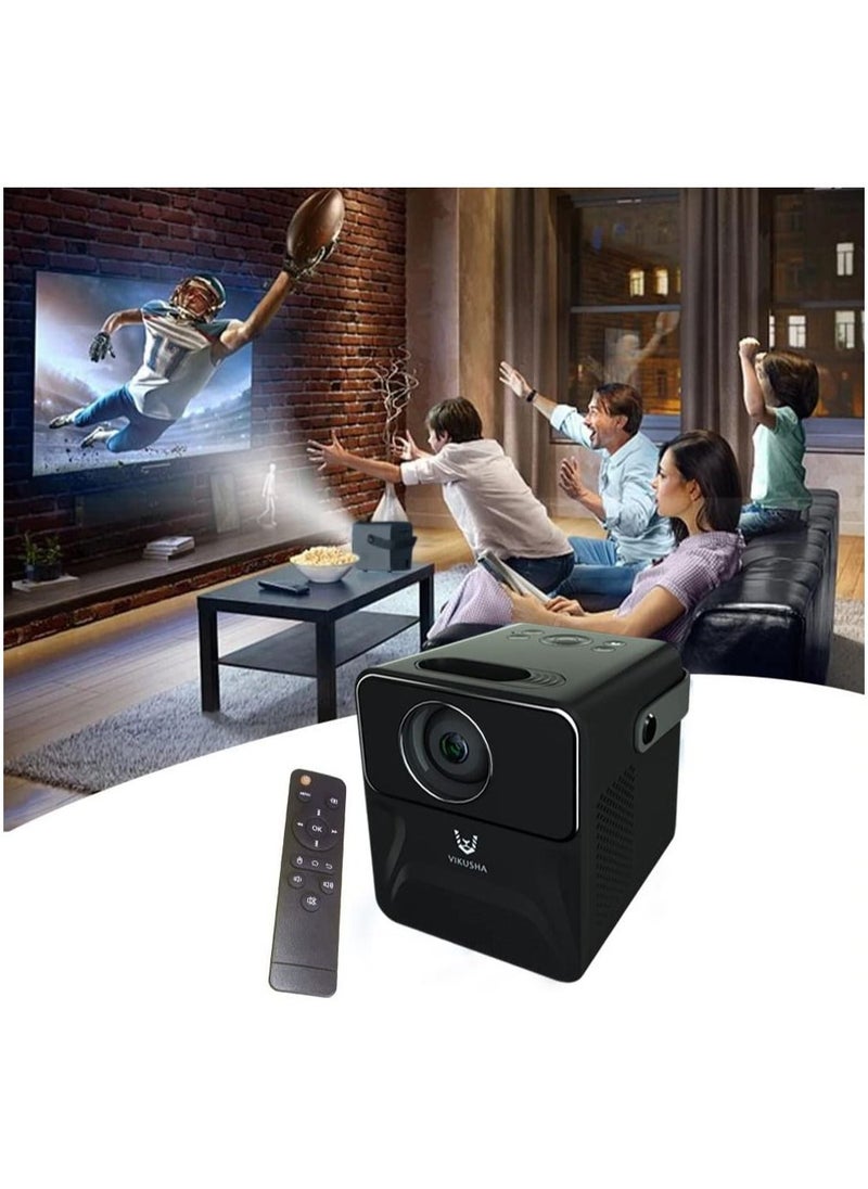 VIKUSHA - Android WiFi, Bluetooth HD Multimedia Projector with Inbuild Speaker For Movies,Gaming, Business And Party Celebrations - Image 1
