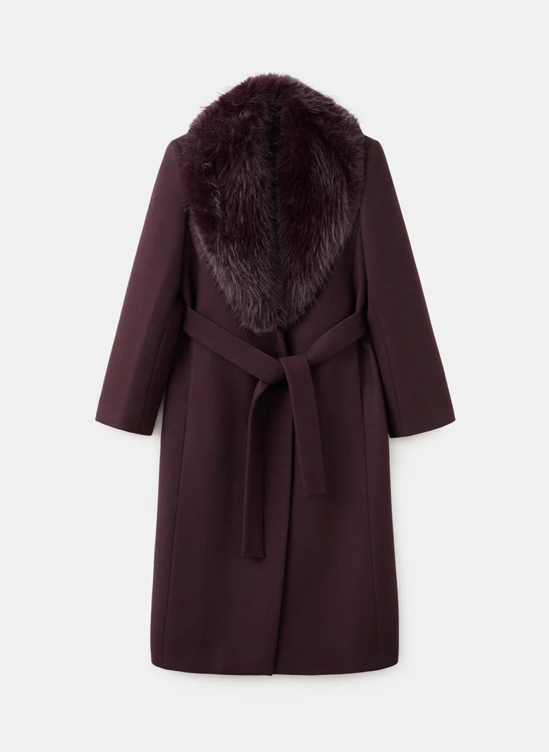 Mango  Manteco wool coat with fur collar for Women | Best Price UAE