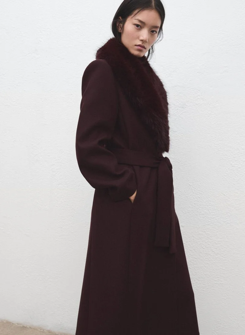 Mango  Manteco wool coat with fur collar for Women | Best Price UAE