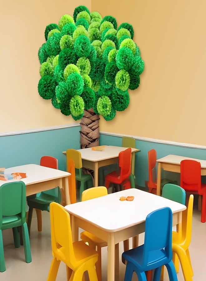Mooliwe Classroom Tree Bulletin Board Set Green DIY 3D Tree with Paper Pom Poms Kraft Paper Green Craft Bulletin Board Wall Decorations for School Elementary Teacher Chalkboard - Image 3