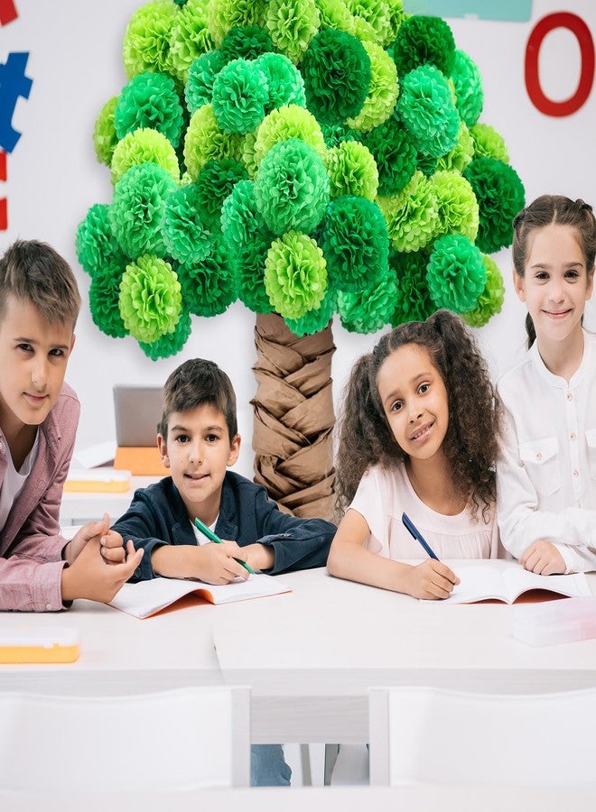Mooliwe Classroom Tree Bulletin Board Set Green DIY 3D Tree with Paper Pom Poms Kraft Paper Green Craft Bulletin Board Wall Decorations for School Elementary Teacher Chalkboard - Image 4