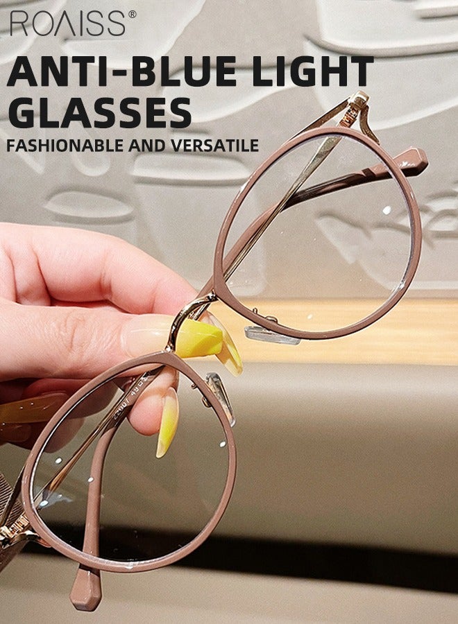 roaiss Women's Blue Light Blocking Glasses Blue Light Filter Computer Reading Gaming TV Phones Round Eyeglasses Fashion Anti Eyestrain Headache Eyewear Matte Brown 49mm - Image 3