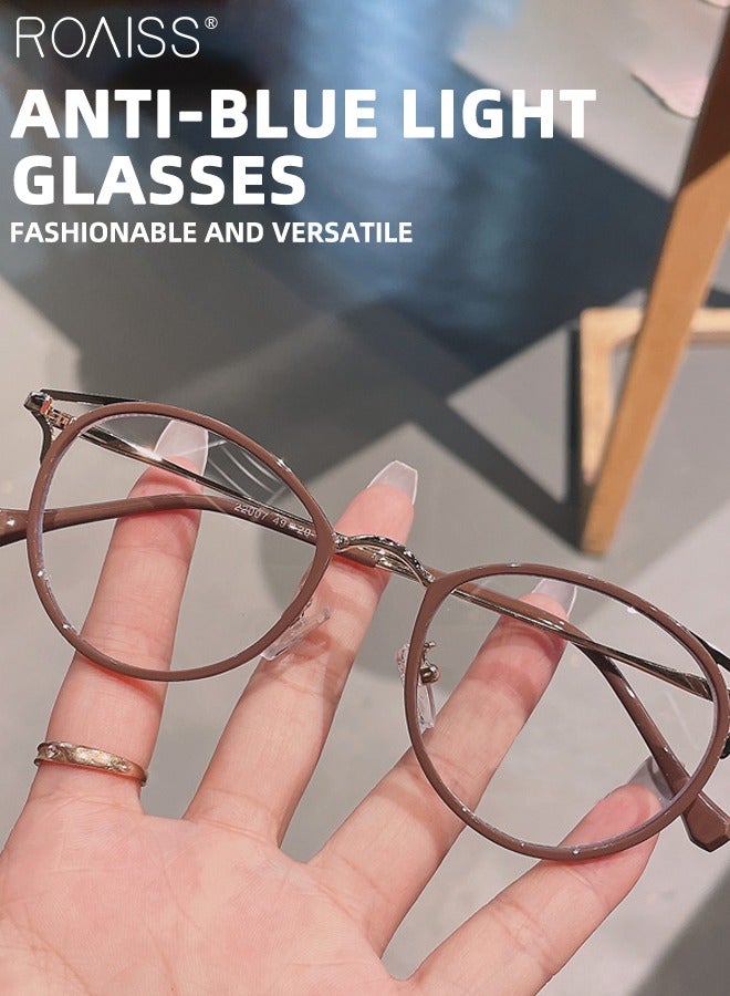 roaiss Women's Blue Light Blocking Glasses Blue Light Filter Computer Reading Gaming TV Phones Round Eyeglasses Fashion Anti Eyestrain Headache Eyewear Matte Brown 49mm - Image 4