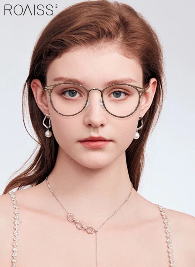 roaiss Women's Blue Light Blocking Glasses Blue Light Filter Computer Reading Gaming TV Phones Round Eyeglasses Fashion Anti Eyestrain Headache Eyewear Matte Brown 49mm - Image 2