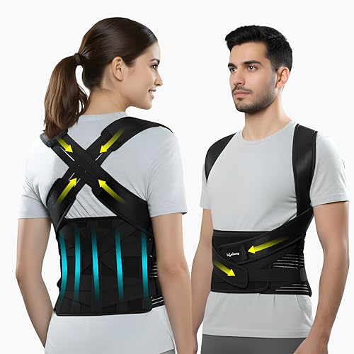 Lifelong 2-in-1 Posture Corrector with Back Support Belt for Men & Women | Free Size| Back Pain Relief, Shoulder & Spine Alignment | Universal Adjustable Belt for Back Straightening & Improved Posture - Image 1