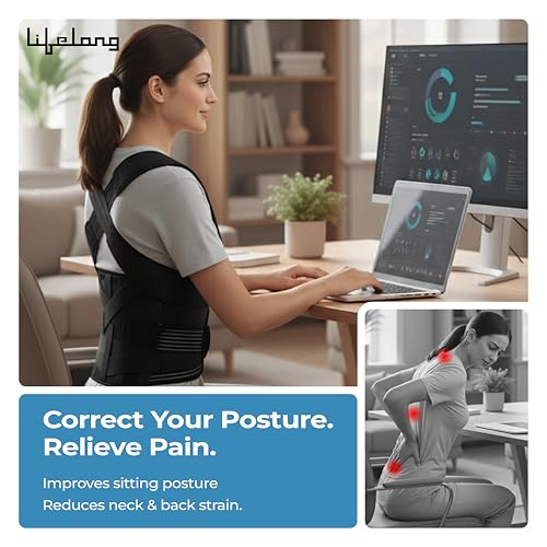 Lifelong 2-in-1 Posture Corrector with Back Support Belt for Men & Women | Free Size| Back Pain Relief, Shoulder & Spine Alignment | Universal Adjustable Belt for Back Straightening & Improved Posture - Image 5
