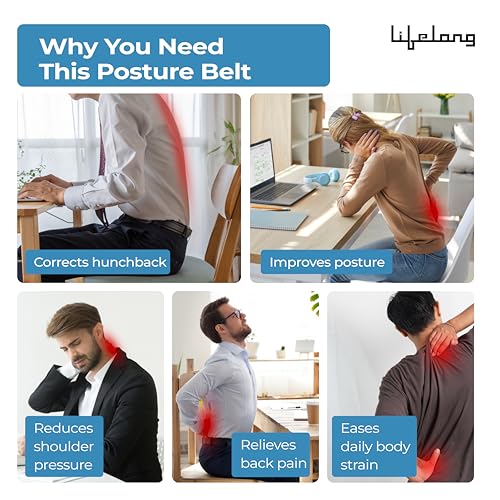 Lifelong 2-in-1 Posture Corrector with Back Support Belt for Men & Women | Free Size| Back Pain Relief, Shoulder & Spine Alignment | Universal Adjustable Belt for Back Straightening & Improved Posture - Image 4