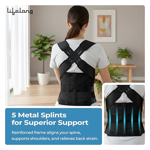 Lifelong 2-in-1 Posture Corrector with Back Support Belt for Men & Women | Free Size| Back Pain Relief, Shoulder & Spine Alignment | Universal Adjustable Belt for Back Straightening & Improved Posture - Image 2