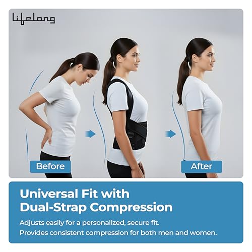 Lifelong 2-in-1 Posture Corrector with Back Support Belt for Men & Women | Free Size| Back Pain Relief, Shoulder & Spine Alignment | Universal Adjustable Belt for Back Straightening & Improved Posture - Image 3