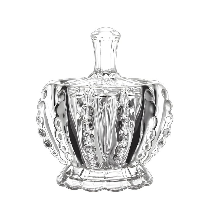 CRYSTAL CANDY JAR WITH LID GLASS SMALL MASON CANDY COOKIE COFFEE TEA SEEDS NUTS SPICE JAR DECORATION CLEAR CRYSTAL LOTUS SHAPED CONTAINER 200ML PACK OF 1 JAR