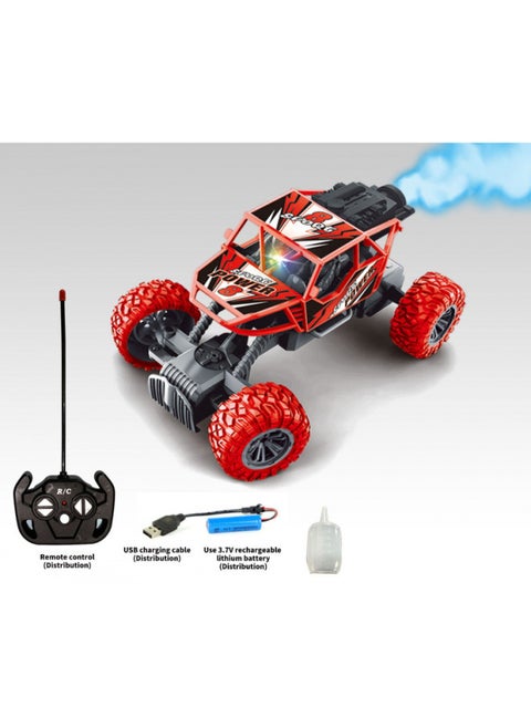 Direct Large Children's Remote Control Car Electric Off-road High-speed Drift Racing Car Boy Climbing Car Toy Car-Color:Rechargeable Version Of Five-way Spray [red] Color Box