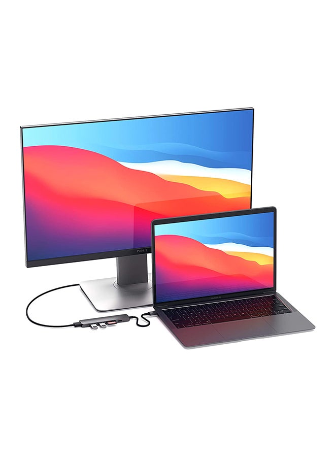 ساتي كاي محول V2 رفيع متعددُ المنافذ Type-C من الألومنيوم . رمادي - Image 3