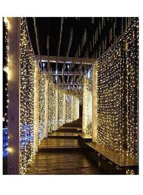 300-LED Curtain String Light With Remote Yellow 3x3meter
