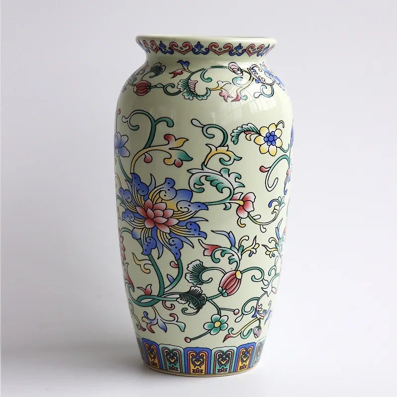 Y&D Chinese Ceramic Porcelain Vases Enamel Color Tabletop Centerpieces Dried & Hydroponic Floral Planters Home Decor - Image 1