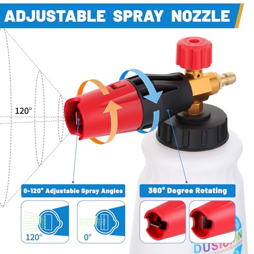 DUSICHIN Foam Cannon Short Pressure Washer Gun 1/4 Inch Quick Connector,Car Wash Foam Gun with 5 Pressure Washer Nozzle Tips 3/8'' Swivel Quick Connector,Additional Orifice Nozzle 1.04mm Car Washing - Image 3